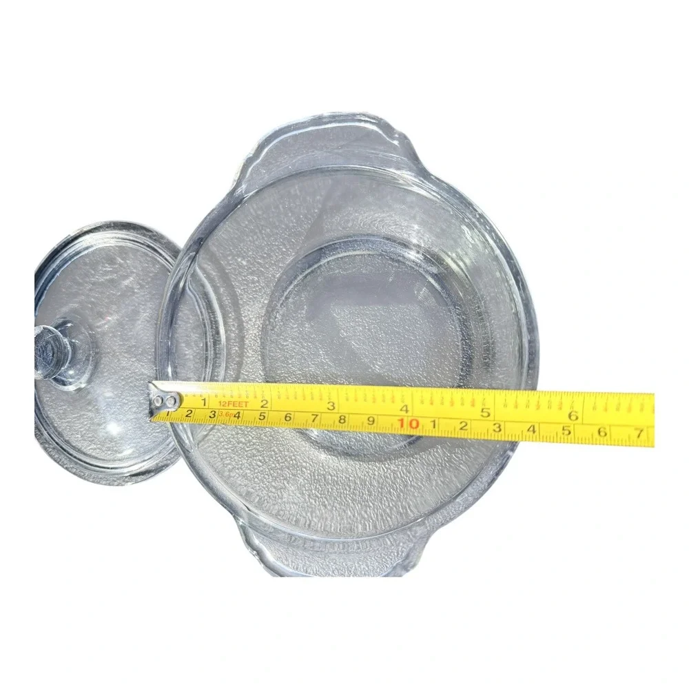 Fire King Casserole Dish 1 PT Clear Glass Round Lidded 405 USA VTG Kitchenware